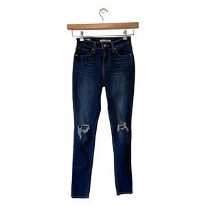 Levi Strauss 25 red tag 721 High Rise skinny denim jeans medium wash blue ripped